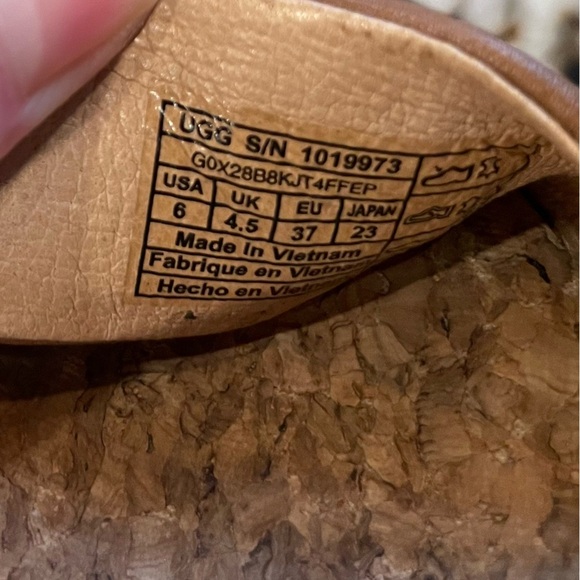 UGG Zoe Wedge Sandals Brown Leather Size 6 - Picture 10 of 10